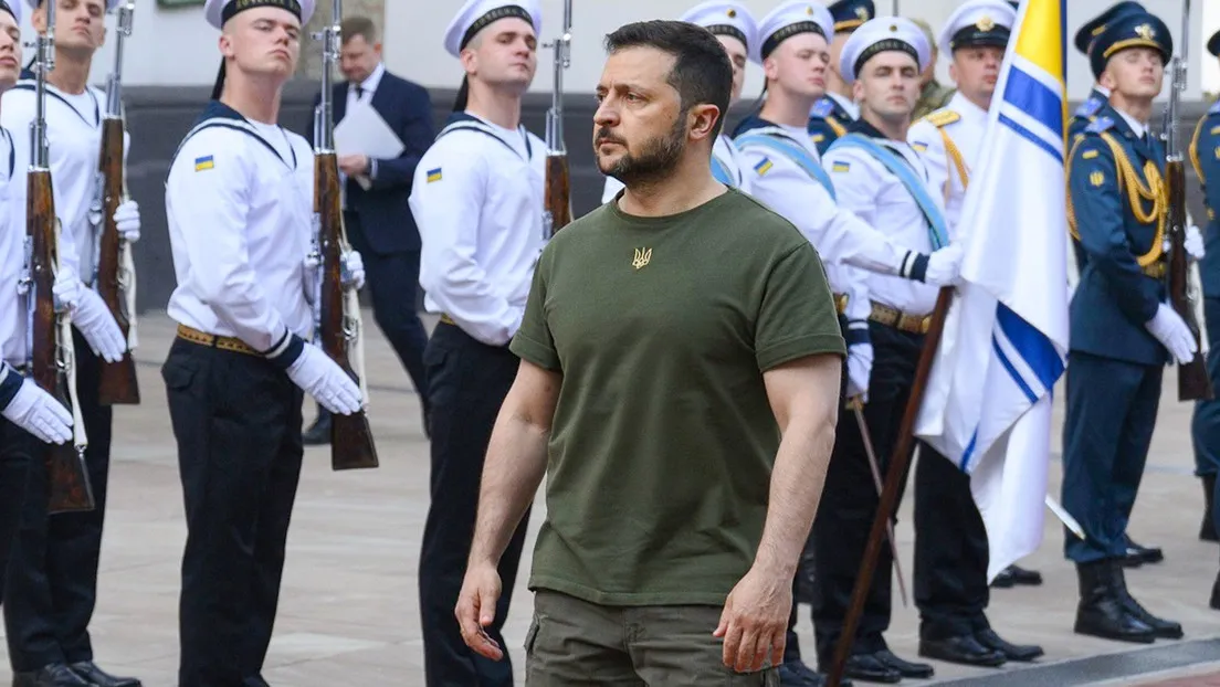 El presidente de Ucrania, Vladímir Zelenski, durante una audiencia diplomática en Kiev